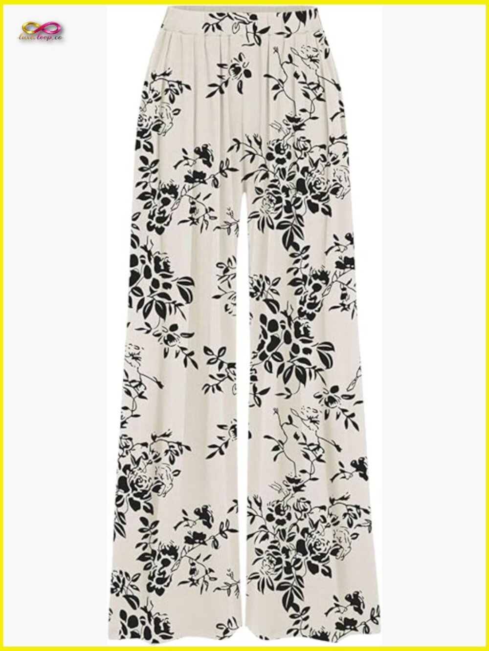 Wide Leg Flowy Palazzo Pants with Pockets Elastic Waist Lightweight Summer